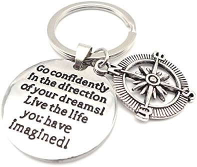 Blerameng ''Go confidently in the direction of your dreams. Live the life you have imagined'' key ring Inspirational Keychain
