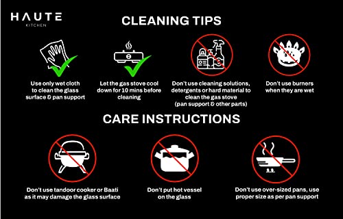 Haute Evoque Series 2.0 X Sabaf Black&White 4 Burner Manual Ignition Glass Gas Stove |8MM Atom Glass || Door Step Service | 5 years warranty on... - Image 5