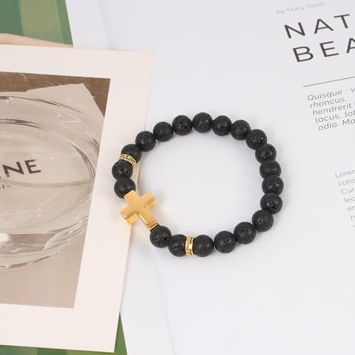 Pulsera difusor de aceites esencial Milakoo 8mm piedra natural lava miniatura 3
