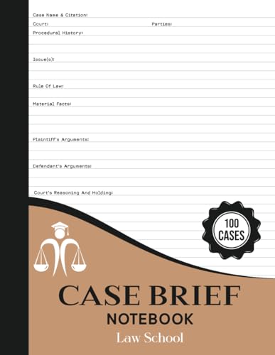 Law School Case Brief Notebook | Case Briefs Notebook For Law Students | Law School Case Brief Template | 8.5