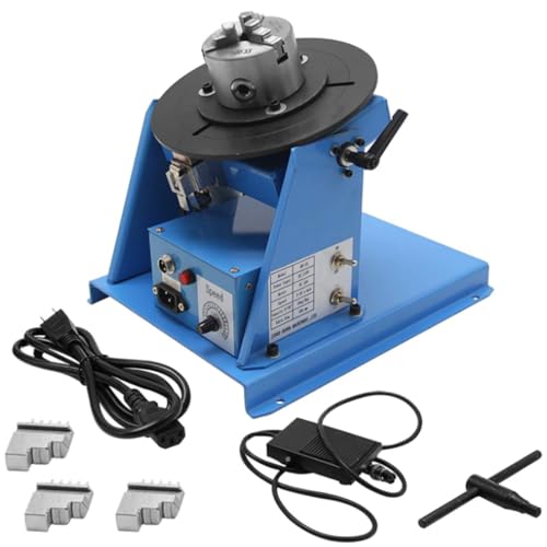 YXYLJOZ Rotary Welding Positioner 10kg,0-90o Welding Rotary Table Welder Positioner with 65mm Chuck for Cutting, Testing and Other Seam Welding