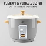 GreenLife Rice Cooker, 3-Cups Uncooked/6-Cups Cooked, Gray | PFAS-Free Ceramic Nonstick Removable Pot, One-Switch Design, Grains Multicooker, Keep Warm, Dishwasher Safe Parts, Easy Clean