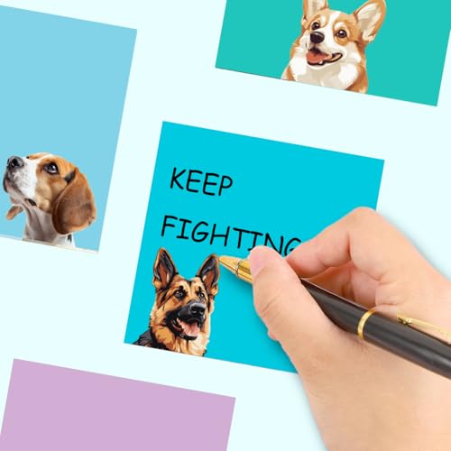 Niedliche Haftnotizen Set, 7,6 x 7,6, Hund selbstklebende Notizblöcke, lustige Hunde-Schreibwaren, Kawaii-Haftnotizblöcke, Geschenk für Hundeliebhaber, Bürodekoration, Schreibtischzubehör