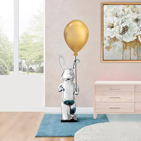 Finesse Decor Chrome Bunny with Balloon Resin Sculpture (Gold) Cover