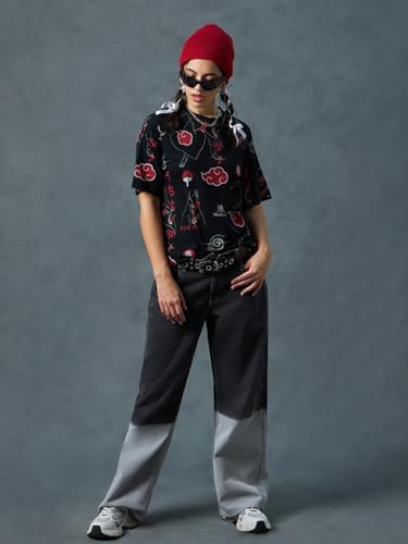 Image of Bewakoof Official Naruto Merchandise Women's 100% Cotton Graphic Print Oversized Fit Round Neck T-Shirt