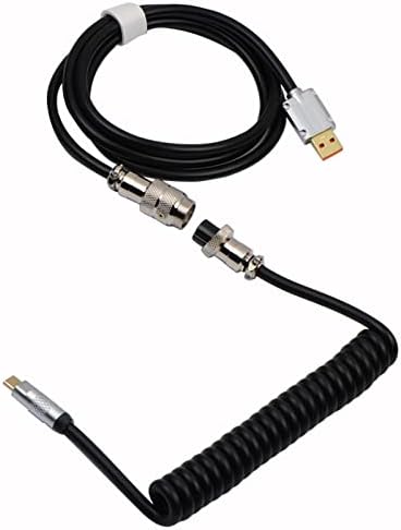 EPOMAKER Puff Aviator Coiled USB Cable, Type C Detachable Mechanical Gaming Keyboard Cable for Win/Mac/Gamers, Suitable for RT100/TH68 PRO/TH80 PRO/TH96/TH80 SE/CIDOO V65. etc(Puff Black) - 5