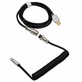 EPOMAKER Puff Aviator spiralny kabel USB, typ C, zdejmowany, mechaniczny kabel do klawiatury do gier Mac/Win/dla graczy (czarny)