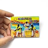 Garifuna Belize Refrigerator Magnet, 3D Resin Painted Fridge Magnet with Garifuna People Drumming & Dancing Scene, 2.95x2.17 Inch, Fun Decoration for Kitchen Fridge Decor Magnets