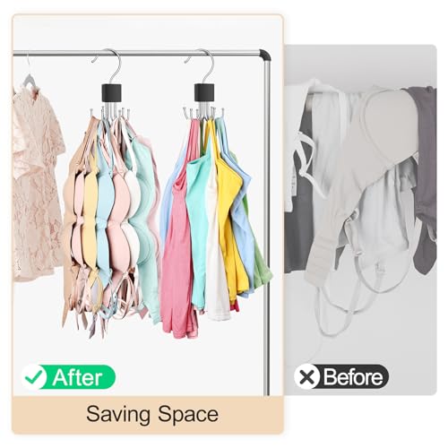 2 Pack Tank Top Hanger, Bra Hangers for Closet Organizer Max 36 Storage Capacity, Space Saving 360°Rotatable Metal Bra Organizer, Closet Organizers and Storage for Tank Top, Bras, Scarf, Purse etc. - Image 4