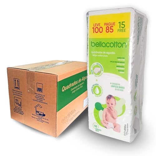 Algodão Quadrado Bellacotton Bebê 1200 Unidades