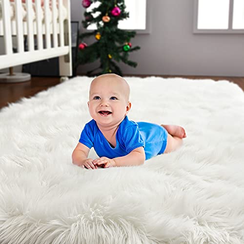 Guucha Soft Modern Faux Sheepskin Rug, 3X5 Feet Fluffy Faux Fur Area Rugs For Bedroom Living Room, Kids Plush Fur Carpets For Boys Girls Nursery Home Decor, White #TOP5