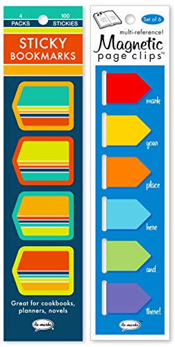 Re-marks Arrow Planner Pack - Set of 6 Magnetic Bookmarks and 4 Pads of 25 Sticky Bookmarks