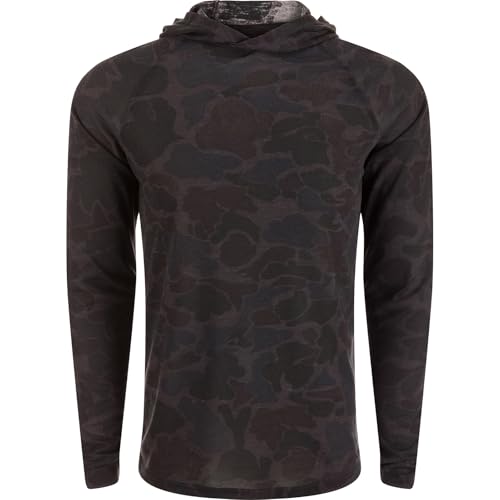 DRAKE Men's Hunter Creek Soft Lightweight Quick-Drying UPF 20 Viscose Long Sleeve Hoodie, 3-Piece Unconstructed Hood, Old School Black, X-Large