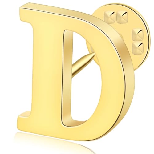 Letter Pins Brooch for Men Women Suit Collar Pins Custom Initial Pin Gold D