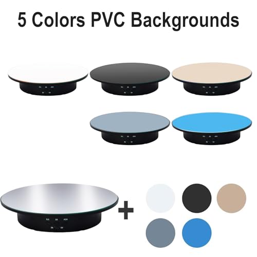 JAYEGT Motorized Rotating Display Stand, 7.87inch /17.6lbs Load, 360 Degree Electric Rotating Turntable for Photography Products，Jewelry，with 5 Colors Backgrounds , Mirror Cover (Black/Remote Control) by JAYEGT - Image 4