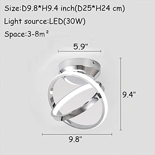 Caneoe Modern Led Ceiling Light Fixtures, 30W Creative Round Led Ceiling Lamps With Chrome Finish, 6000K Close To Ceiling Lighting Fixture For Hallway Aisle Living Room Bedroom Lights #TOP5