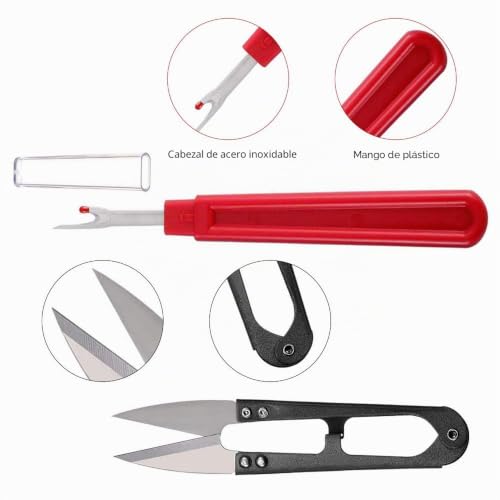 Miniatura 3 de Xcozu Kit De Costura Para Descoser, 4 Piezas, Herramienta Para Cortar Hilos Con Tijeras De Recortar, Herramienta Para Dobladillos, Costureras, Bolsillos, Costura