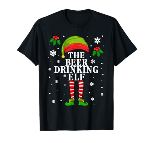 The Beer Drinking Elf Matching Christmas Beer Funny Camiseta