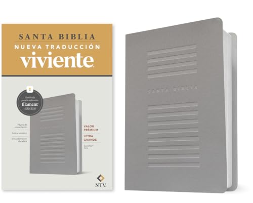 Biblia valor prémium NTV, letra grande con Filament (SentiPiel, Gris) (Spanish Edition)