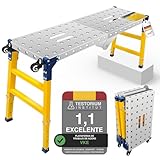 VKE Plataforma de Trabajo 120 × 36 × 90 CM de Chapa Galvanizada, Regulable en Altura