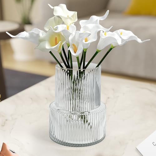 Photo 1 of Aoderun Glass Vase for Flowers Vase for Bouquet Vases Home Decor Clear Vases for Centerpieces Modern Vase Decor Home Living Room Library Office Table Entryway Modern Farmhouse (Clear)