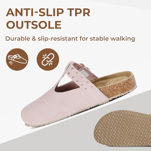 Tmaza Womens 100% Genuine Suede Mary Jane Clogs Arch Support Sakura Pink by Tmaza - Used condition - Image 4