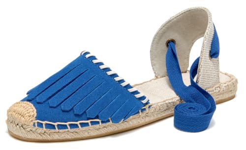 Image of Women's Espadrille FLat Sandals Closed Toe Ankle Wrap,Classic Lace Up Summer Dressy Flat Shoes