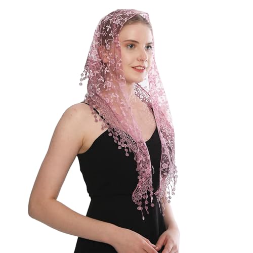 Triangle Lace Scarf for Women Mantilla Veil Tulle Lace Headscarf Lightweight Fashion