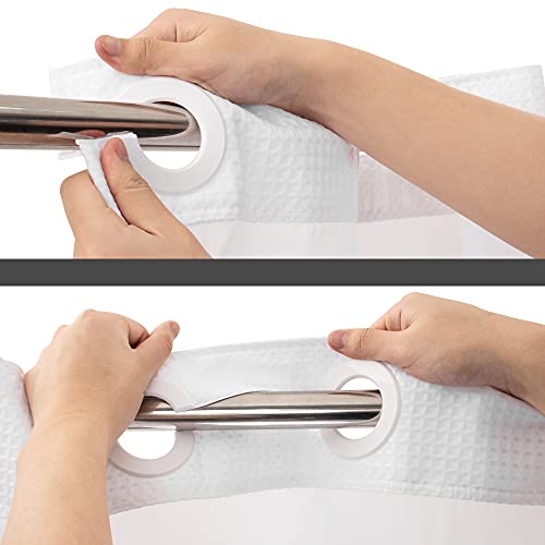 Voguease Stall Size Shower Curtain With Snap-In Liner - Hotel Grade Waffle Weave Fabric, Machine Washable - 54" W X 80" L, White #TOP2
