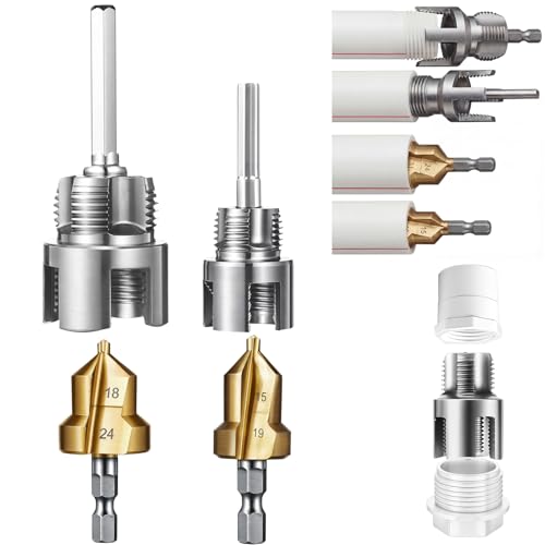 Otoolling 2 Set Pipe Reaming Tool for PVC Threader Kit, 1/2“,3/4”