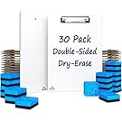 SCRIBBLEDO Dry Erase Clipboard Double Sided 9x12 with Erasers 30 Pack | 30 Clipboards And 30 Erasers Included, Double Sided Hardboard Build, Reinforced Clip, Wipes Clean No Ghosting, Ready To Use