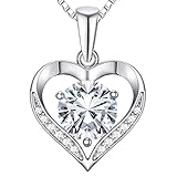 Picture of Blahanna Heart Moissanite Birthstone Necklaces Anniversary/Birthday/Best Friend/Girlfriend/Wife Gifts for Her 925 Sterling Silver Pendant Necklace for Women, April, White