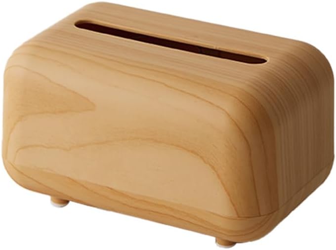 Wooden Tissue Box Holder, Natural Wood Rectangular Tissue Dispenser with Slot Opening