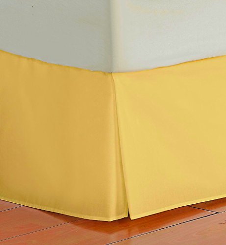 Zoom Collection Hotel Beddings 850-Thread-Count 100% Egyptian Cotton 1 Piece Bed Skirt With 19" Drop Length Short King Size Damask Solid, Gold #TOP16