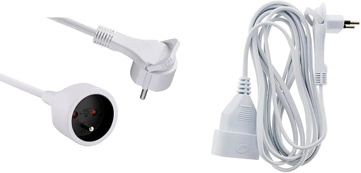 Electraline Rallonge électrique 5 Mètres - Prise Et Fiche Européennes 6A - Câble 2x0,75 Mm² Avec Protection Enfant