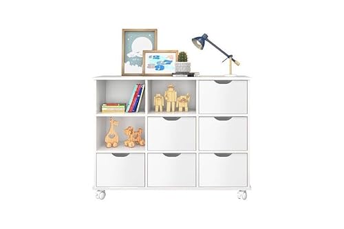 Nicho Organizador com 6 gavetas Branco com rodízios - Qmovi