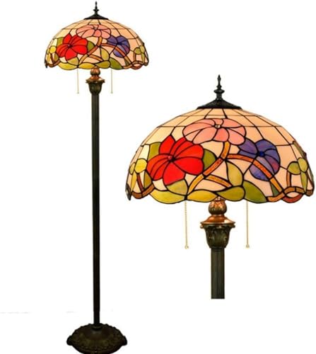 Lámpara de pie Tiffany de 16 pulgadas con interruptor para salón y dormitorio