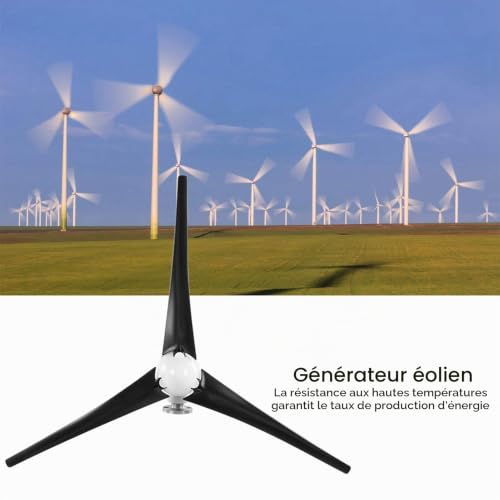 Générateur Éolien 1200W Kit Complet avec Turbine 3 Lames 24V pour Système Énergétique Domestique et Marine Énergie Renouvelable Noir – vue 7