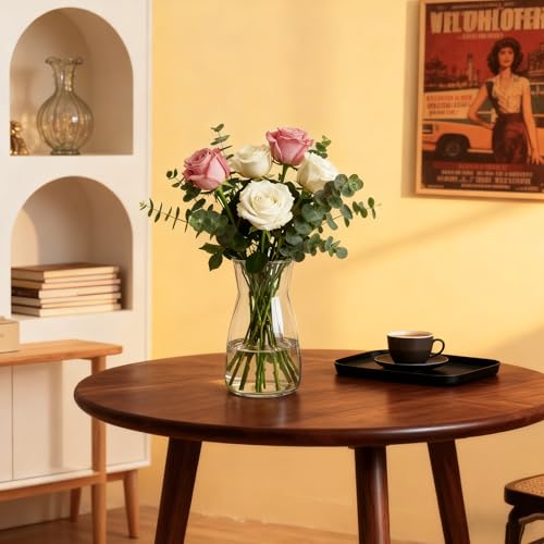 Der Rose 8 inch Clear Glass Flower Vases for Flower Bouquet Decoration Home Centerpiece Wedding Decor Gift - Image 6