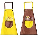 【Obtienes】 2 piezas de delantales infantiles, cantidad suficiente para cubrir las diferentes necesidades de tus hijos. Este delantal de bolsillo está diseñado para que los niños puedan poner juguetes, dinero, dulces o cepillos en su interior.