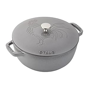 Staub Cast Iron 3.75-qt Essential French Oven Rooster – Graphite Grey, Made in France