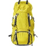 [ラドウェザー] 登山 リュック 大容量 60L テフロン加工ではっ水・防汚 リュックサック メンズ レディース 2気室構造 レインカバー付き (イエロー)
