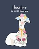  Llama Love Wide Ruled 8x10 Notebook Journal