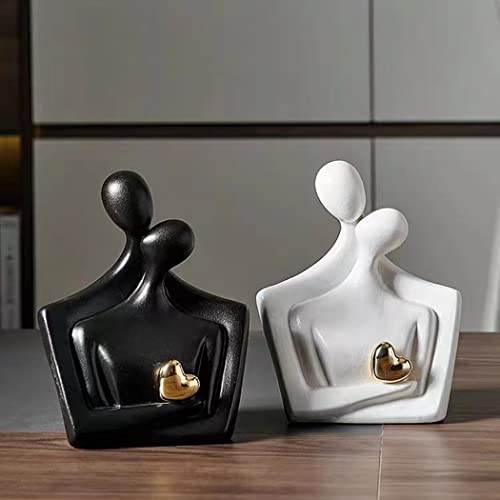Funsxbug Ceramics Hugging Couple Statue Sculpture Home Decor Modern Romantic Love Figurine For Office Home Desktop Decoration (White) #TOP2