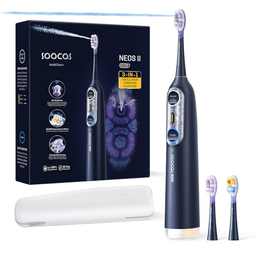 Soocas NEOS II Ultra – Electric Toothbrush with Water Flosser Combo, 3-in-1: Flosses, Vibrates and Oscillates, Flossing Toothbrush for Adults, Cordl