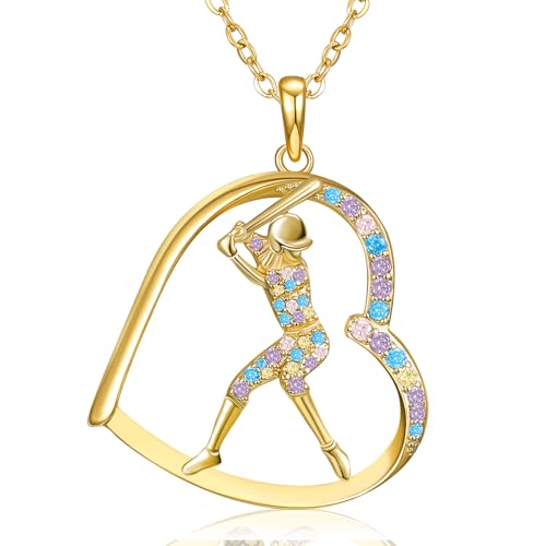 NORBU Gold Baseball Necklace Gifts for Girls Women Teens, Sports Accessories for Sports Lovers and Young Athletes, Jewelry Gifts for Birthday Christmas Graduation