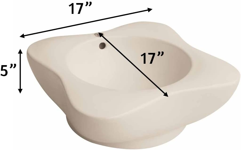 Renovators Supply Manufacturing BUTTERCUP 17" Countertop Vessel Sink Biscuit Ceramic Bathroom Sink With Overflow