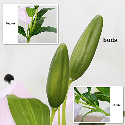 Artificial Tiger Lily 5Pcs Latex Fake Flowers Real Touch Bouquet For Wedding Party Home Office Garden Hotel Decor (Light Pink) #TOP4