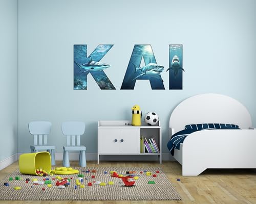 Vinilo decorativo tiburón personalizado para habitación de niños miniatura 4