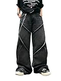 jeans strappati uomo baggy Design Unico e Stiloso: I jeans baggy presentano un look hip hop ispirato agli anni Y2K, perfetti per chi desidera un outfit originale e alla moda.